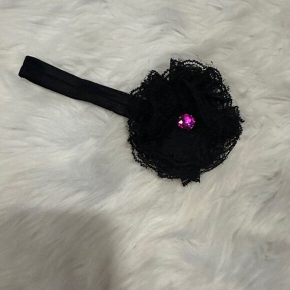 Hand Crafted Other - Black 3" Mesh Flower with Pink Center on FOE Headband 7626  Handmade NWT Boutiqu
